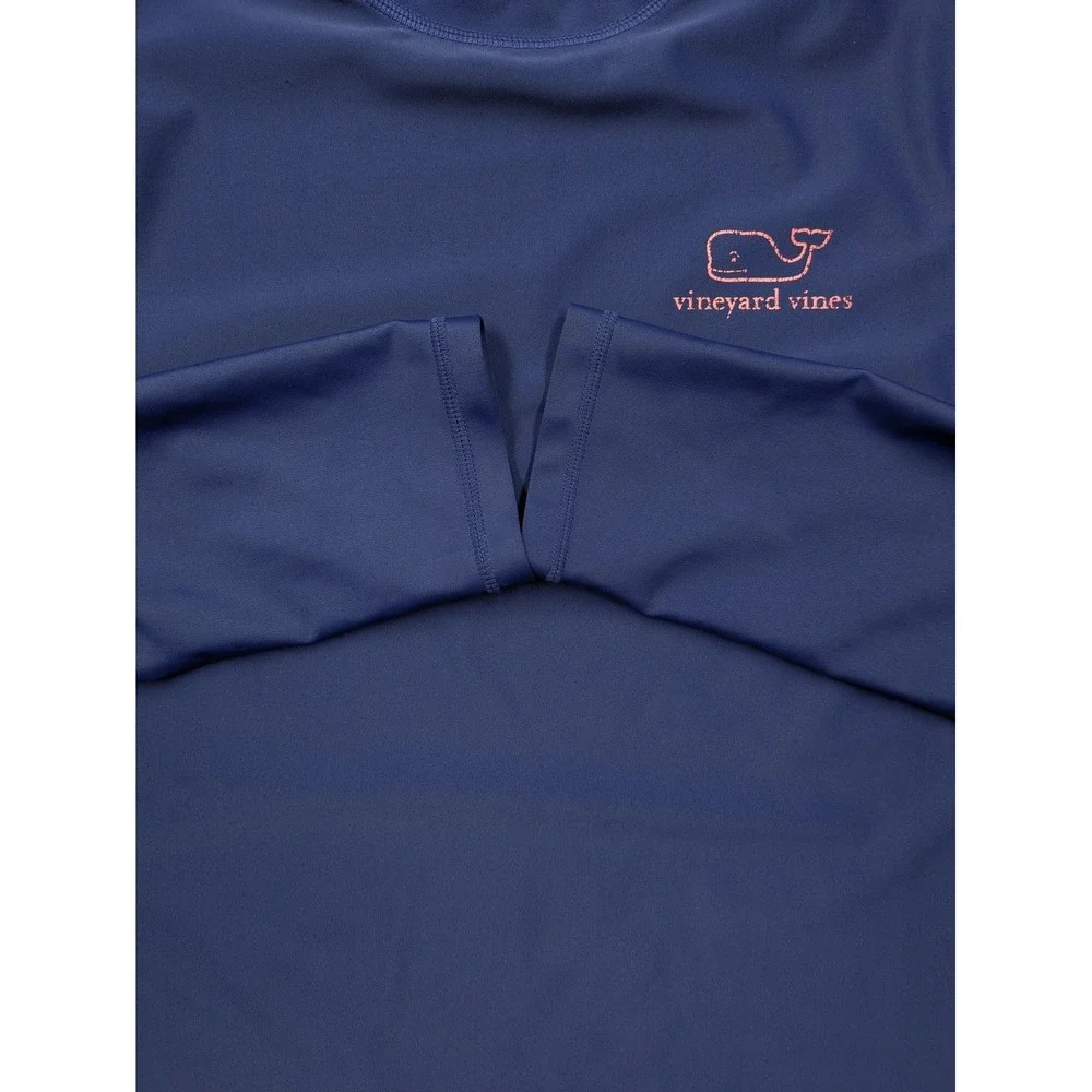Vineyard Vines Rash Guard Kids 16 Blue Long Sleeve Swim Shirt Whale Logo